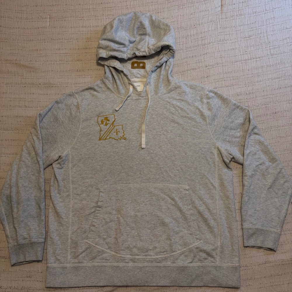 Billy Reid Mens Louisiana Embroidered Hoodie Gray Believe XL MS22K01